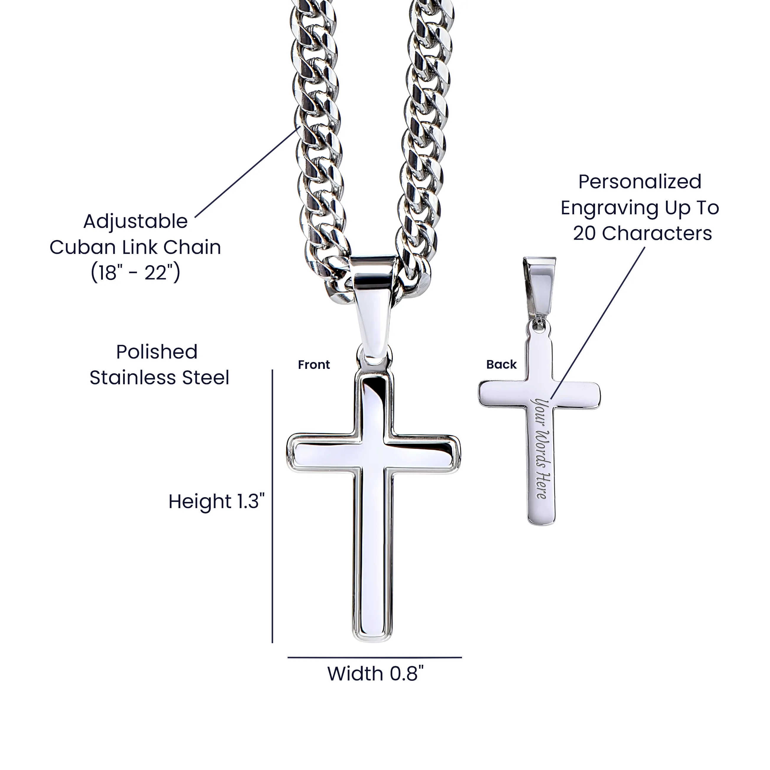 To Grandson Gift, Take Advantage of the Gifts, Encouragement From Grandma Cross Pendant Cuban Chain Necklace【Custom Engravable】