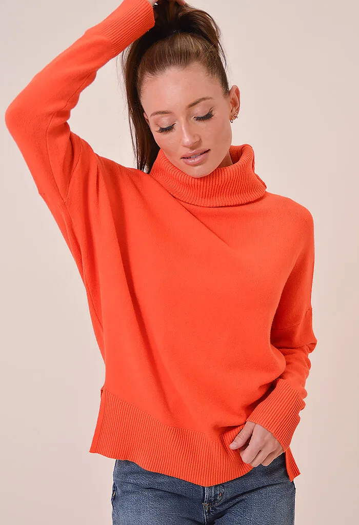 Trento Turtleneck Sweater-Papaya