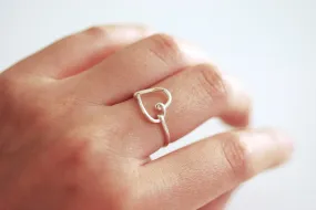 Wholesale Heart Wire Adjustable Ring- 925 Sterling Silver Heart Ring, Bridesmaid gift, midi ring, knuckle ring, love ring, heart wire ring, Love Ring