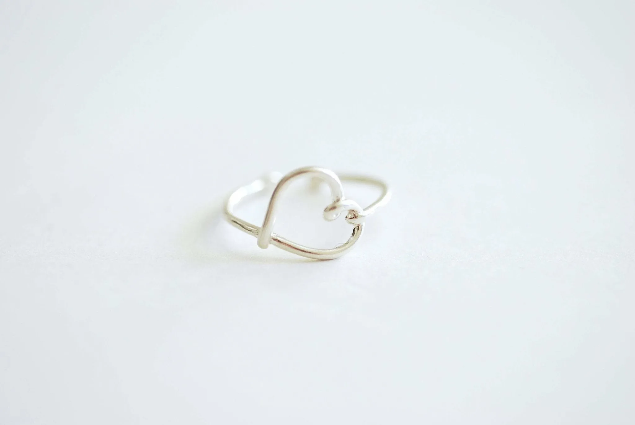 Wholesale Heart Wire Adjustable Ring- 925 Sterling Silver Heart Ring, Bridesmaid gift, midi ring, knuckle ring, love ring, heart wire ring, Love Ring